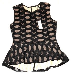 BCBG Maxazria black “Kimie” peplum top (NWT)